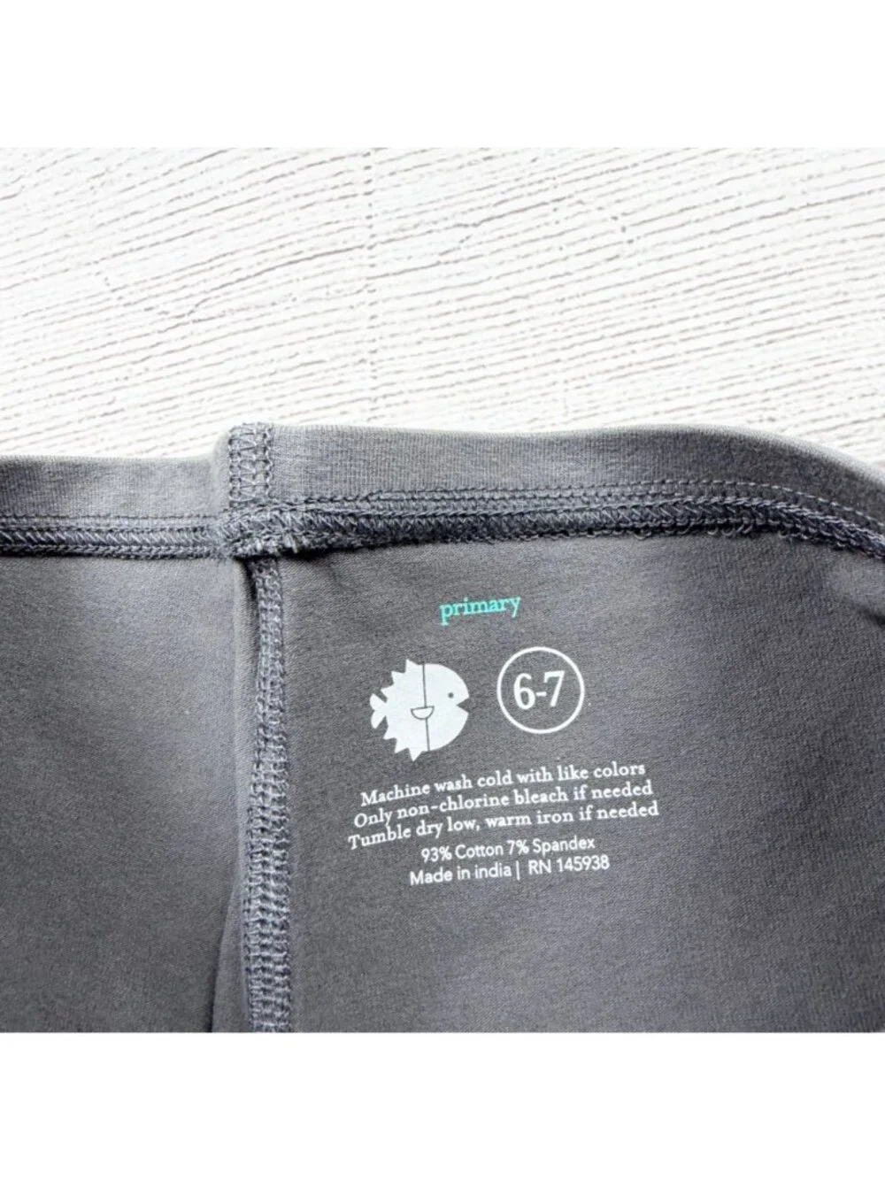 Primary Kids Gray Bike Shorts Soft Stretch Fabric Cotton Blend 6-7